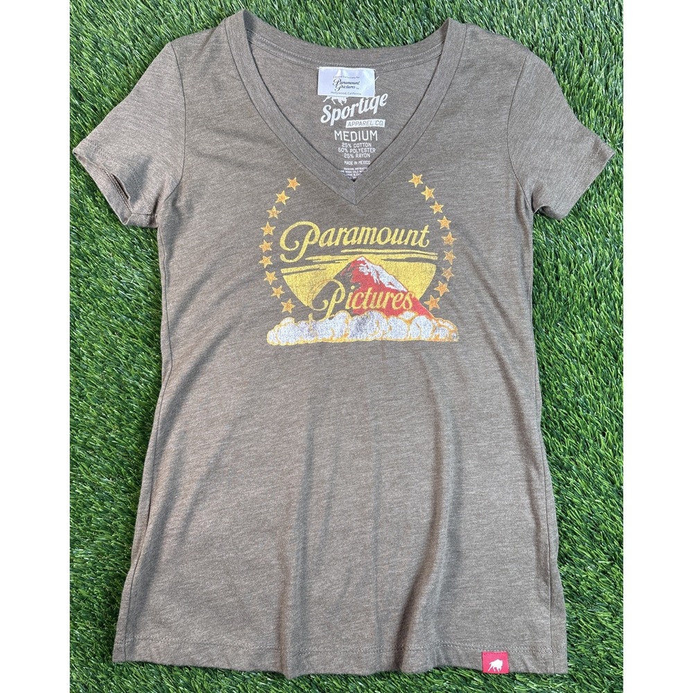 Sportique Adult Shirt Medium Paramount Pictures Graphic Short Sleeve V-neck